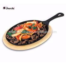 non-stick cast iron fajita pan with loop handle